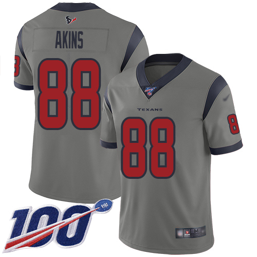 Houston Texans #88 Jordan Akins Gray Youth Stitched Limited Inverted Legend 100th Season Jersey Youth