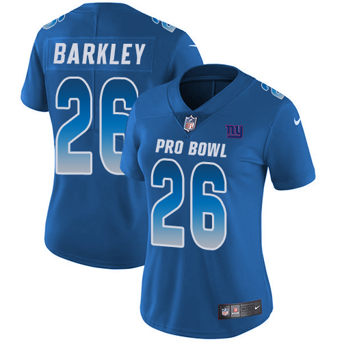 Giants #26 Saquon Barkley Royal Women's Stitched Limited NFC 2019 Pro Bowl Jersey