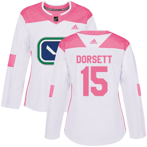Adidas Vancouver Canucks #15 Derek Dorsett White/Pink Authentic Fashion Women's Stitched Jersey Womens
