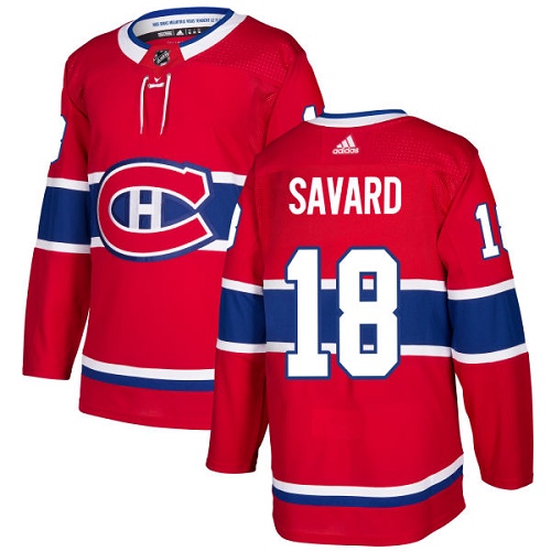 Adidas Montreal Canadiens #18 Serge Savard Red Home Authentic Stitched Jersey Men's