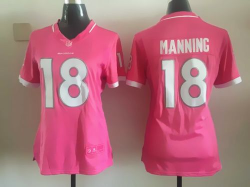 Broncos #18 Peyton Manning Pink Women's Stitched Elite Bubble Gum Jersey