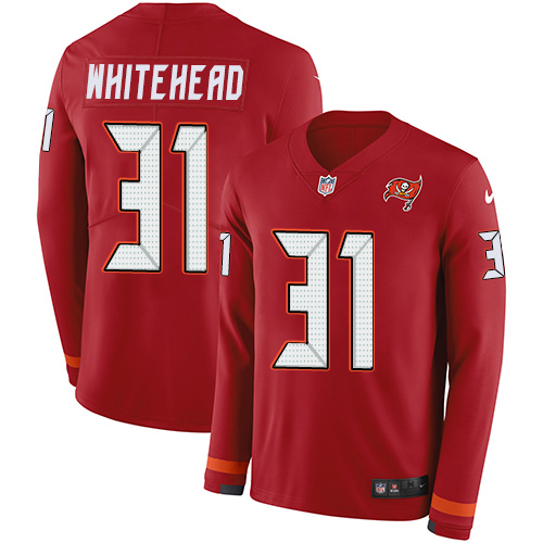 Tampa Bay Buccaneers #31 Jordan Whitehead Red Team Color Men's Stitched Limited Therma Long Sleeve Jersey Men's