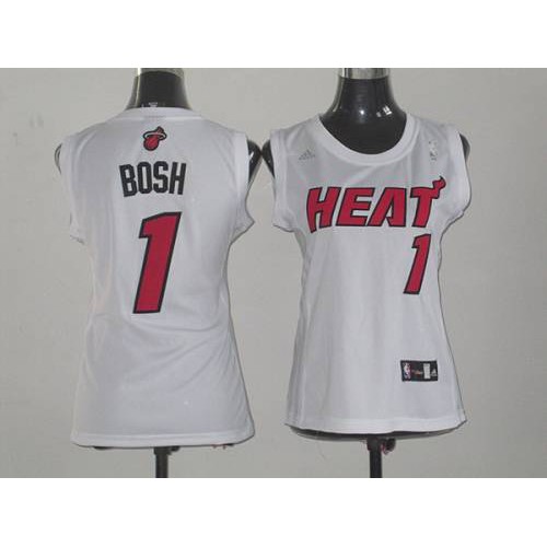 Miami Heat #1 Chris Bosh White Fashion Womens Stitched Jersey Womens