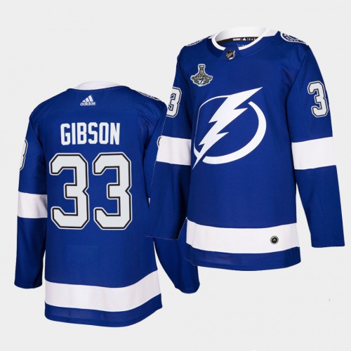 Adidas Tampa Bay Lightning #33 Christopher Gibson Blue Home Authentic 2021 Stanley Cup Champions Jersey Men's