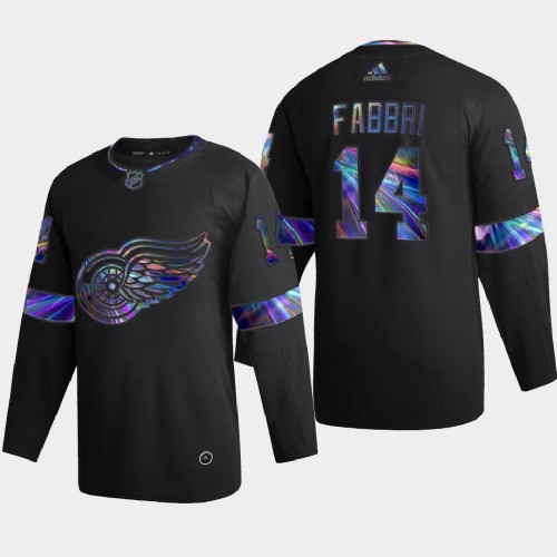 Detroit Detroit Red Wings #14 Robby Fabbri Men's Iridescent Holographic Collection Jersey - Black Men's