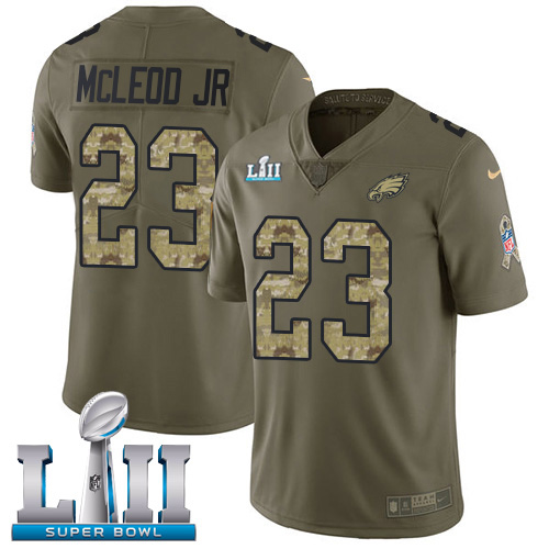 Philadelphia Eagles #23 Rodney McLeod Jr Olive/Camo Super Bowl LII Youth Stitched Limited 2017 Salute to Service Jersey Youth