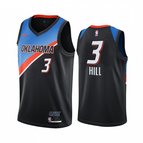 Oklahoma City Thunder #3 George Hill Black Swingman 2020-21 City Edition Jersey Mens