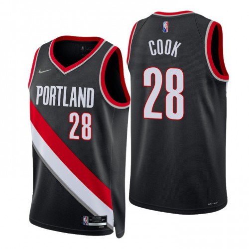 Portland Trail Blazers #28 Quinn Cook Black Mens 2021-22 75th Anniversary Diamond Swingman Jersey - Icon Edition Mens
