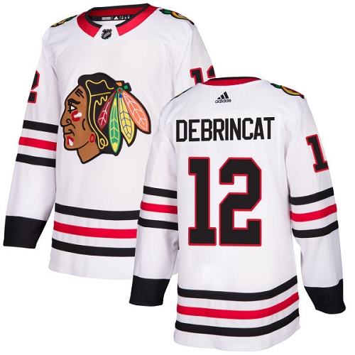 Adidas Chicago Blackhawks #12 Alex DeBrincat White Road Authentic Stitched Youth Jersey Youth