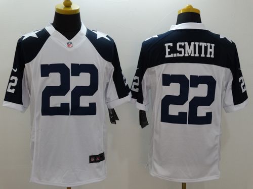Cowboys #22 Emmitt Smith White Thanksgiving Throwback Men's Stitched Limited Jersey