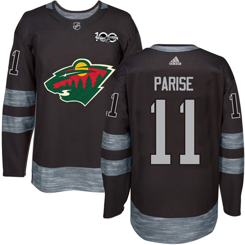 Adidas Minnesota Wild #11 Zach Parise Black 1917-2017 100th Anniversary Stitched Jersey Men's