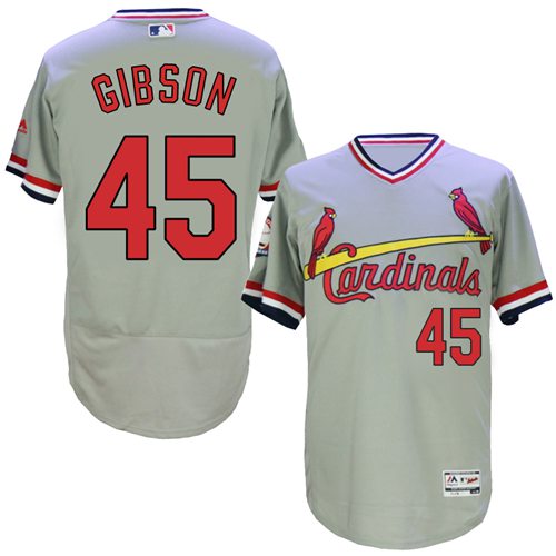 St.Louis Cardinals #45 Bob Gibson Grey Flexbase Authentic Collection Cooperstown Stitched Jersey Men's