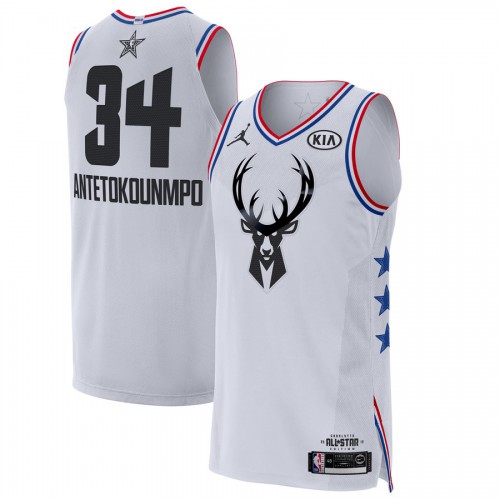 Milwaukee Bucks #34 Giannis Antetokounmpo White Jordan Brand 2019 All-Star Game Finished Authentic Jersey Mens