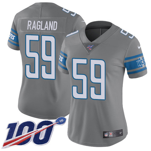 Detroit Lions #59 Reggie Ragland Gray Women's Stitched Limited Rush 100th Season Jersey Womens