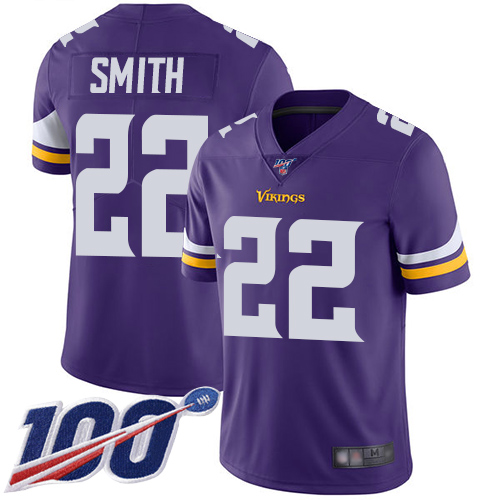 Vikings #22 Harrison Smith Purple Team Color Youth Stitched 100th Season Vapor Limited Jersey