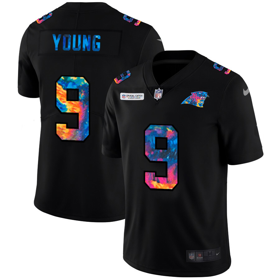 Carolina Panthers #9 Bryce Young Men's Multi-Color Black 2020 Crucial Catch Vapor Untouchable Limited Jersey