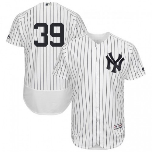 New York Yankees #39 Mike Tauchman White Strip Flexbase Authentic Collection Stitched Jersey Men's