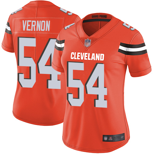 Cleveland Browns #54 Olivier Vernon Orange Alternate Women's Stitched Vapor Untouchable Limited Jersey Womens