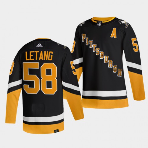 Adidas Pittsburgh Penguins #58 Kris Letang Men's 2021-22 Alternate Authentic Jersey - Black Men's