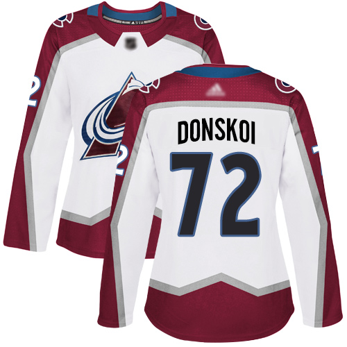 Adidas Colorado Avalanche #72 Joonas Donskoi White Road Authentic Women's Stitched Jersey Womens