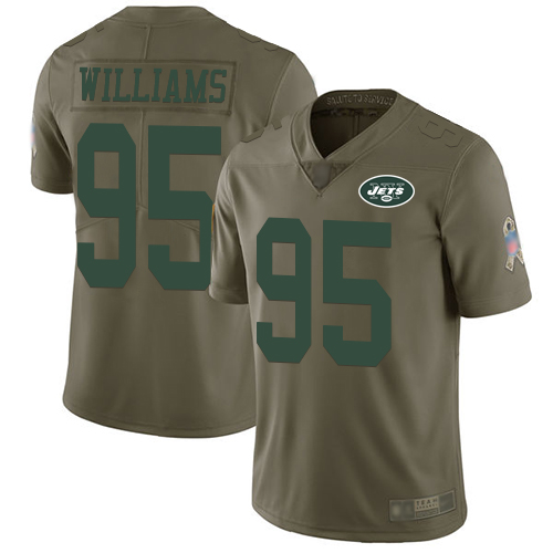 New York Jets #95 Quinnen Williams Olive Men's Stitched Limited 2017 Salute To Service Jersey Men's