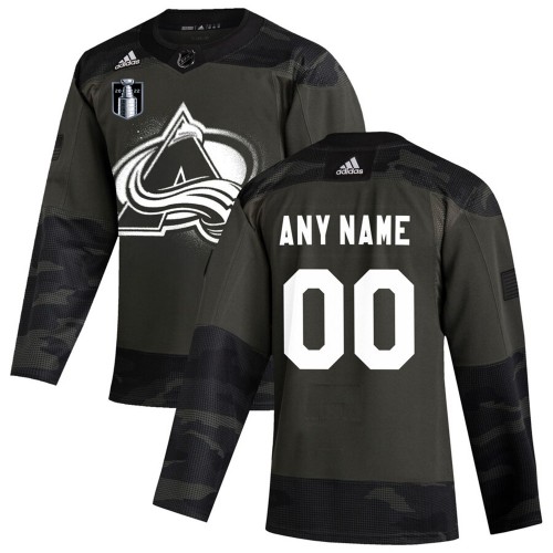 Colorado Avalanche Adidas 2022 Stanley Cup Final Veterans Day Authentic Custom Practice Jersey Camo