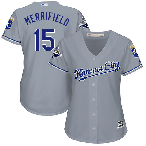 Kansas City Royals #15 Whit Merrifield Grey Road Women's Stitched Jersey Womens