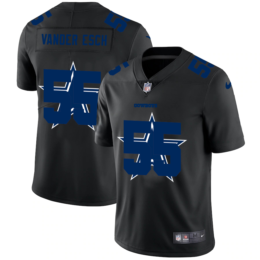 Dallas Cowboys #55 Leighton Vander Esch Men's Team Logo Dual Overlap Limited Jersey Black