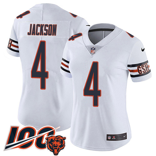 Bears #4 Eddie Jackson White Alternate Women's Stitched Vapor Untouchable Limited 100th Season Jersey