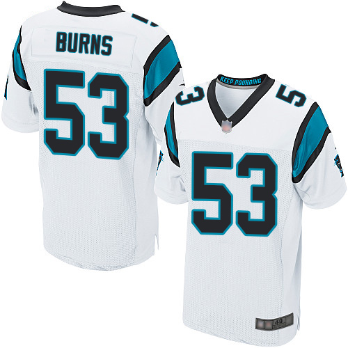 Panthers #53 Brian Burns White Men's Stitched Elite Jersey