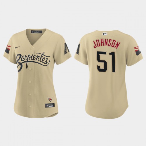 Arizona Arizona Diamondbacks #51 Randy Johnson Women's 2021 City Connect Jersey Gold Womens