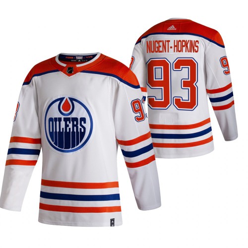 Edmonton Edmonton Oilers #93 Ryan Nugent-Hopkins White Men's Adidas 2020-21 Reverse Retro Alternate Jersey Men's