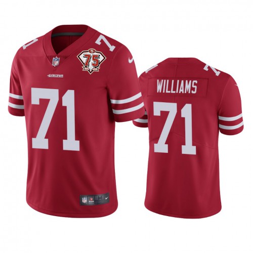 San Francisco 49ers #71 Trent Williams Red Youth 75th Anniversary Stitched Vapor Untouchable Limited Jersey Youth