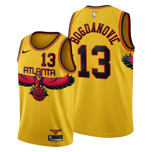 Atlanta Atlanta Hawks #13 Bogdan Bogdanovic Mens 2021-22 City Edition Gold Jersey Mens