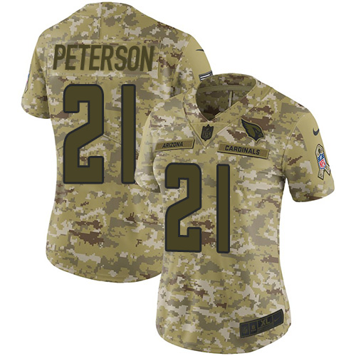 Cardinals #21 Patrick Peterson Camo Women's Stitched Limited 2018 Salute To Service Jersey