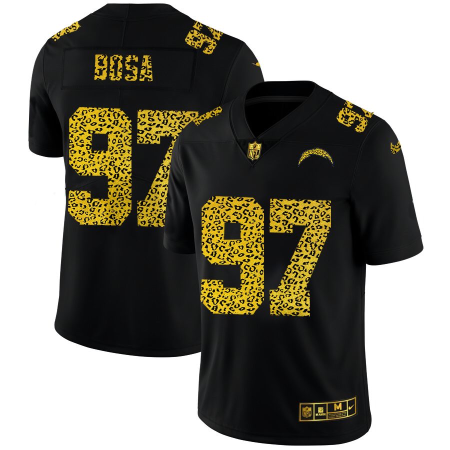 Los Angeles Chargers #97 Joey Bosa Men's Leopard Print Fashion Vapor Limited Jersey Black