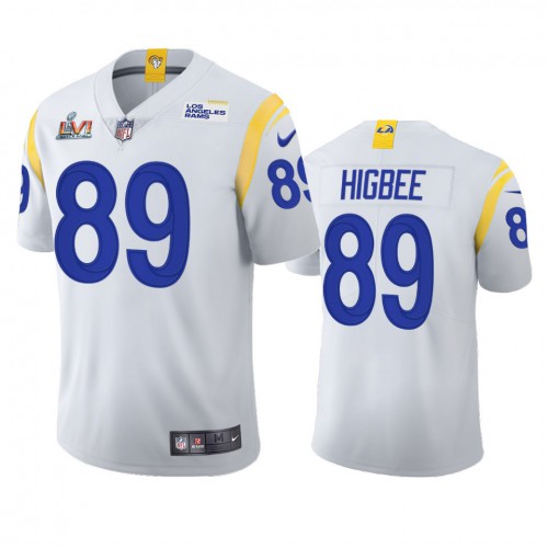 Los Angeles Los Angeles Rams #89 Tyler Higbee Men's Super Bowl LVI Patch 2021 Vapor Limited Jersey - White Men's