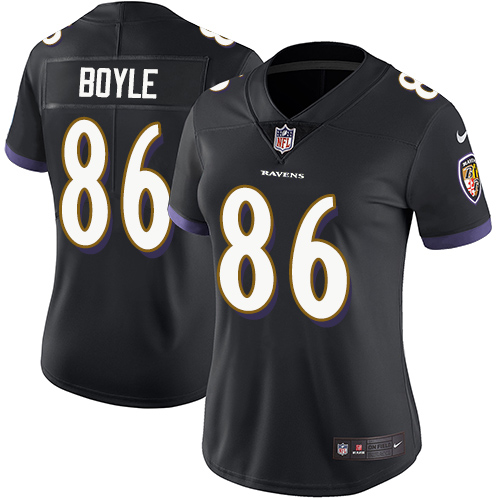 Baltimore Ravens #86 Nick Boyle Black Alternate Women's Stitched Vapor Untouchable Limited Jersey Womens