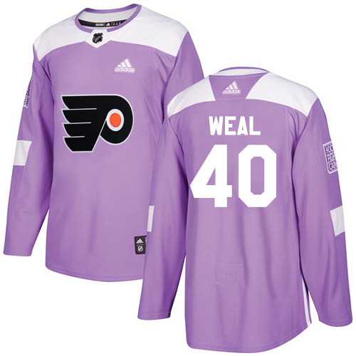 Adidas Philadelphia Flyers #40 Jordan Weal Purple Authentic Fights Cancer Stitched Jersey Men's