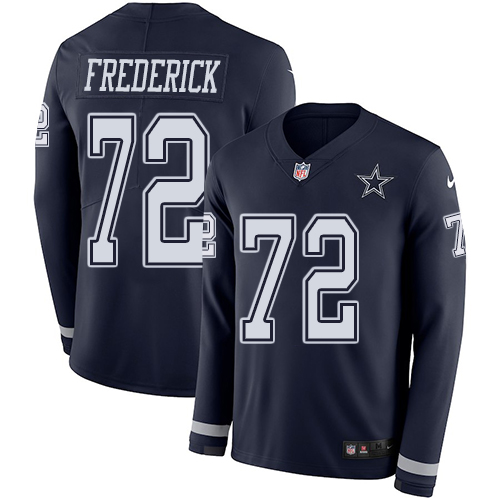 Dallas Cowboys #72 Travis Frederick Navy Blue Team Color Men's Stitched Limited Therma Long Sleeve Jersey Men's