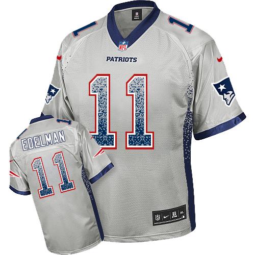 Patriots #11 Julian Edelman Grey Men's Stitched Elite Drift Fashion Jersey