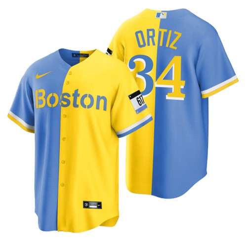 Boston Boston Red Sox #34 David Ortiz Blue Gold Men's 2022 City Connect Game Jersey Men's