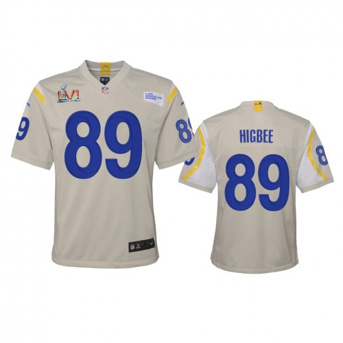 Los Angeles Los Angeles Rams #89 Tyler Higbee Youth Super Bowl LVI Patch Game Jersey - Bone Youth