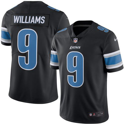 Lions #9 Jameson Williams Black Men's Stitched Limited 2016 Salute To Service Jersey