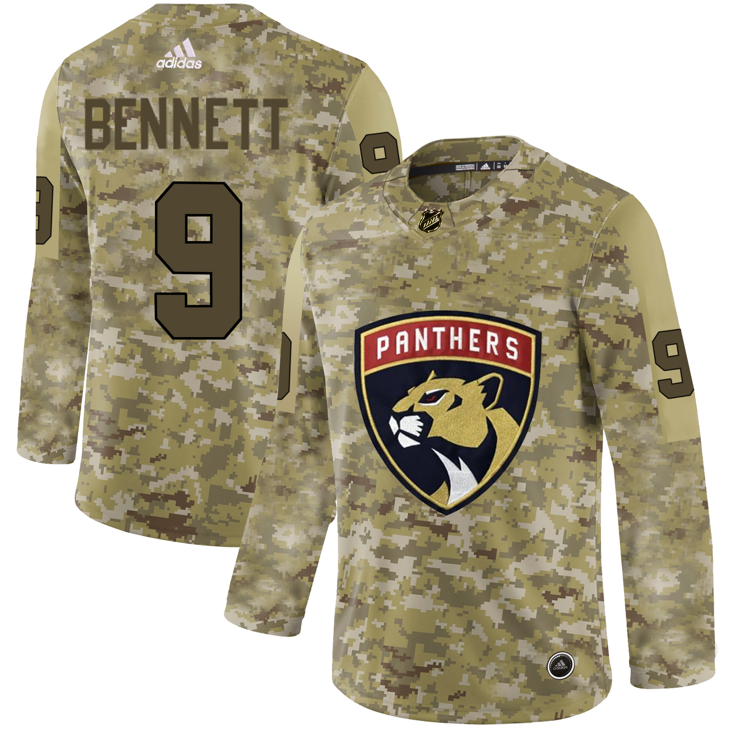 Adidas Panthers #9 Sam Bennett Camo Authentic Stitched Youth Jersey