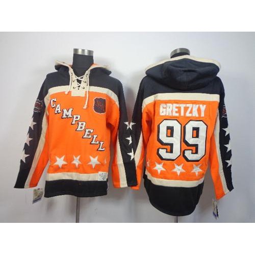 Edmonton Oilers #99 Wayne Gretzky Orange All-Star Sawyer Hooded Sweatshirt Stitched Jersey Men's