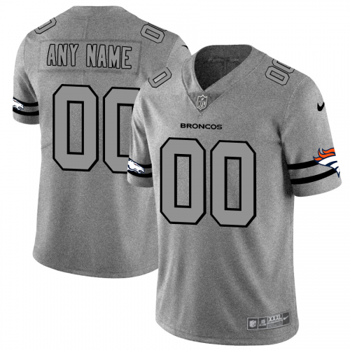 Denver Broncos Custom Men's Gray Gridiron II Vapor Untouchable Limited Jersey