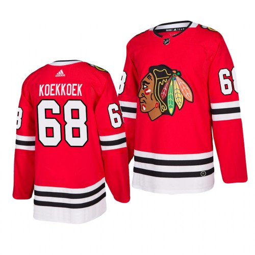 Chicago Chicago Blackhawks #68 Slater Koekkoek 2019-20 Adidas Authentic Home Red Stitched Jersey Men's