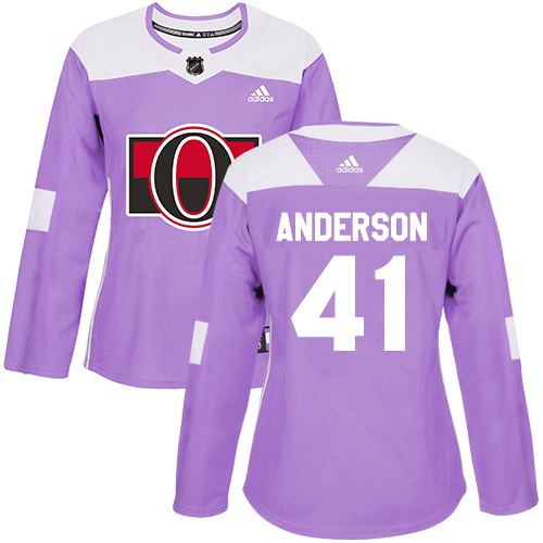 Adidas Ottawa Senators #41 Craig Anderson Purple Authentic Fights Cancer Women's Stitched Jersey Womens