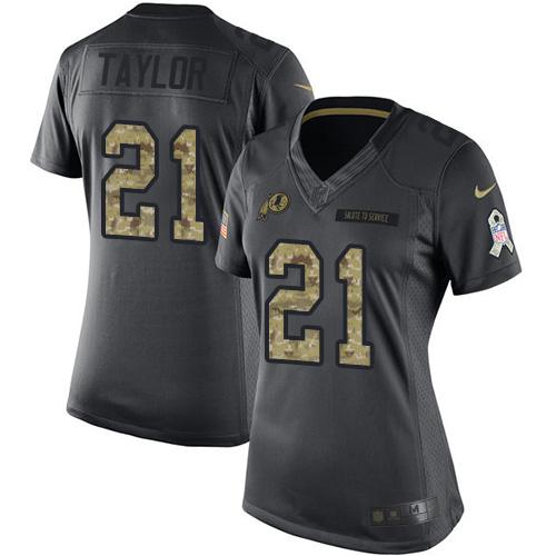 Commanders #21 Sean Taylor Black Women's Stitched Limited 2016 Salute To Service Jersey